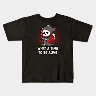 Cute Grim Reaper Sarcasm Kawaii Skeleton Dark Humor Kids T-Shirt